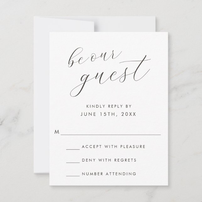 De Correspondance Modern Be Our Guest Wedding Carte RSVP (Devant)