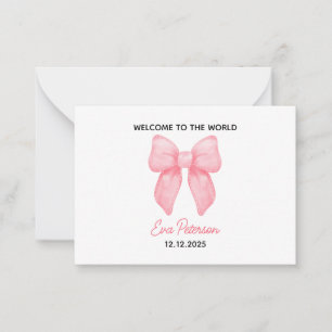 De Correspondance Nouvelle carte bébé personnalisée, Bow bébé fille,