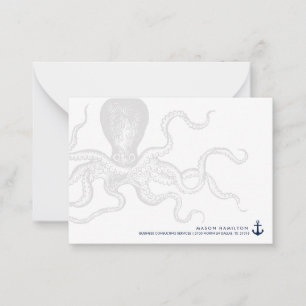 De Correspondance Pieuvre marine avec Ancre CARTE POUR NOTES