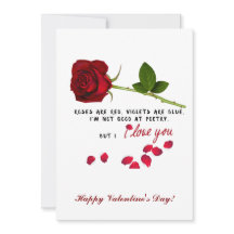 Rose rouge romantique Je t'aime Valentines Carte d