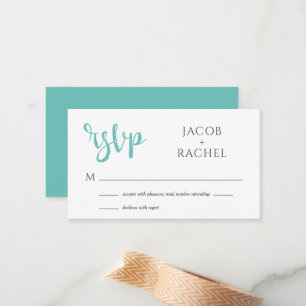 De Correspondance RSVP Modern Script Turquoise Mariage Carte RSVP