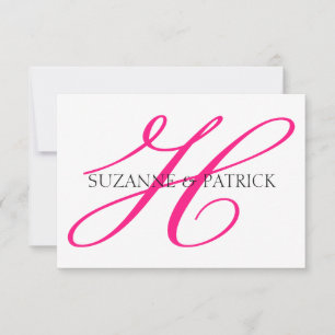 De Correspondance Script H Carte pour notes Monogramme (Rose Chaud /