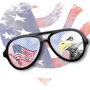 De Fête Aviateur LUNETTES Patriotiques - Drapeau US & Aigle Bald