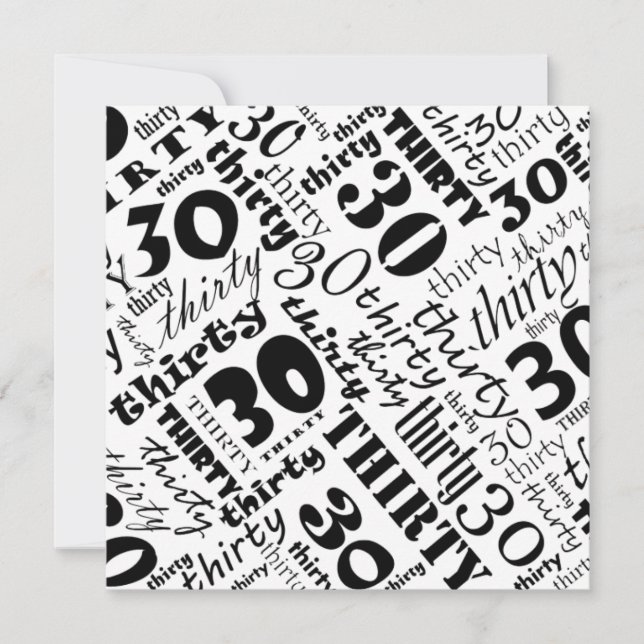 De fête d'anniversaire invitation noire et 30ème (Devant)