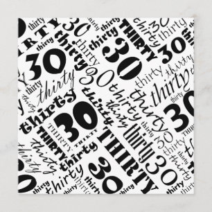 De fête d'anniversaire invitation noire et 30ème
