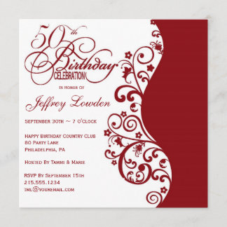 De fête d'anniversaire invitation rouge et