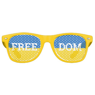De Fête Retro FREEDOM & Ukraine Drapeau rétro Shades / Lunettes 