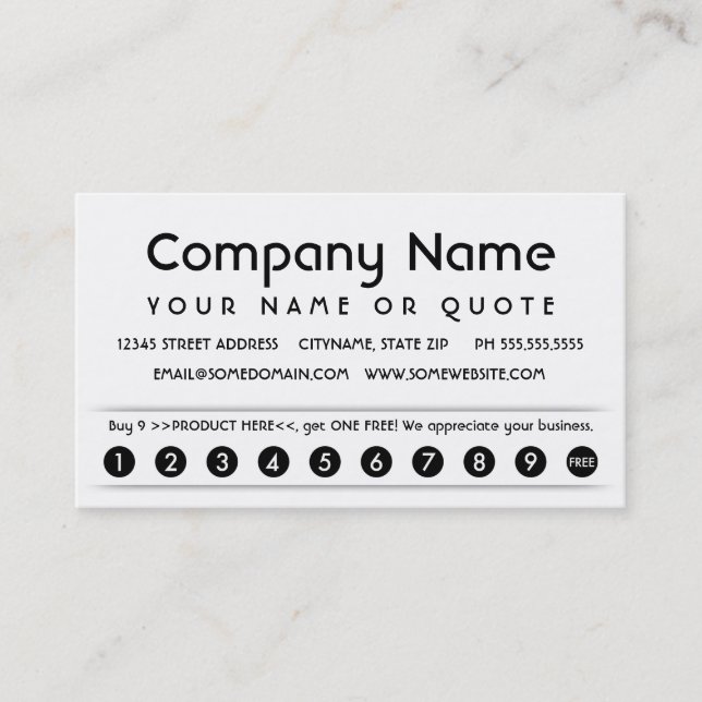 De Fidélité carte d'appréciation du client (Devant)