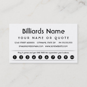 De Fidélité carte d'appréciation du client billiard