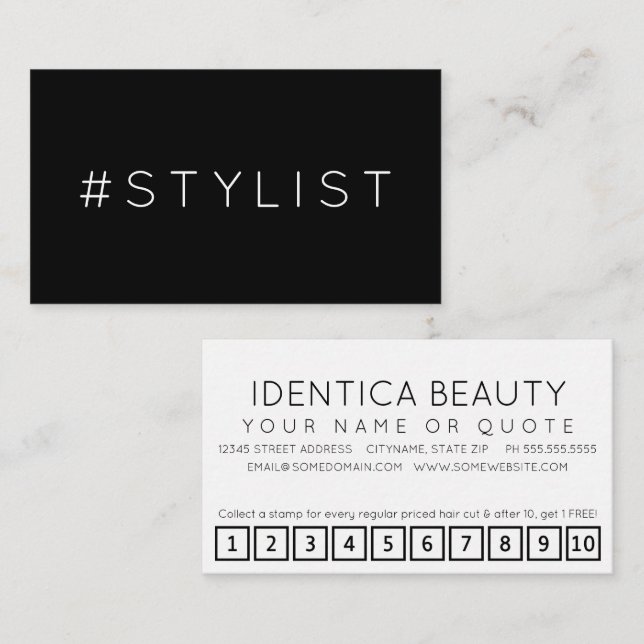 De Fidélité Carte punch #STYLIST hashtag loyalty (Devant / Derrière)