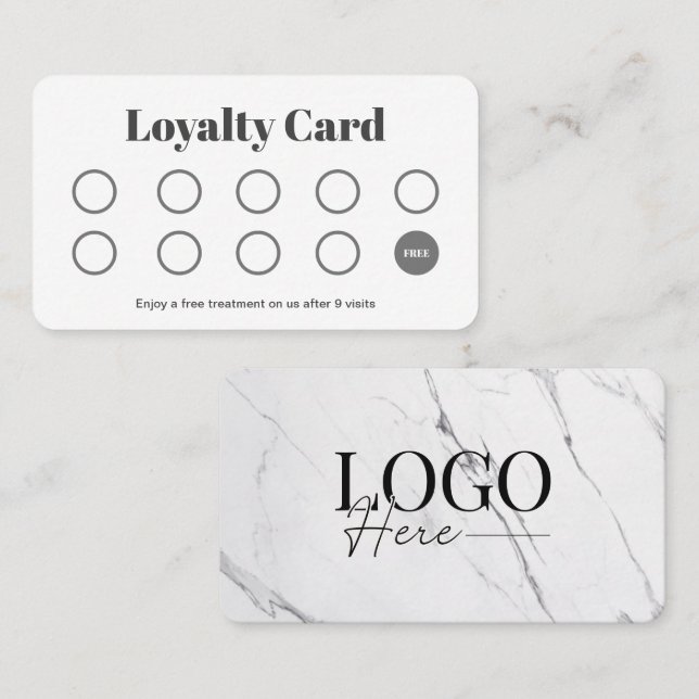 De Fidélité Elégante carte Punch Loyalty Client Salon en marbr (Devant / Derrière)