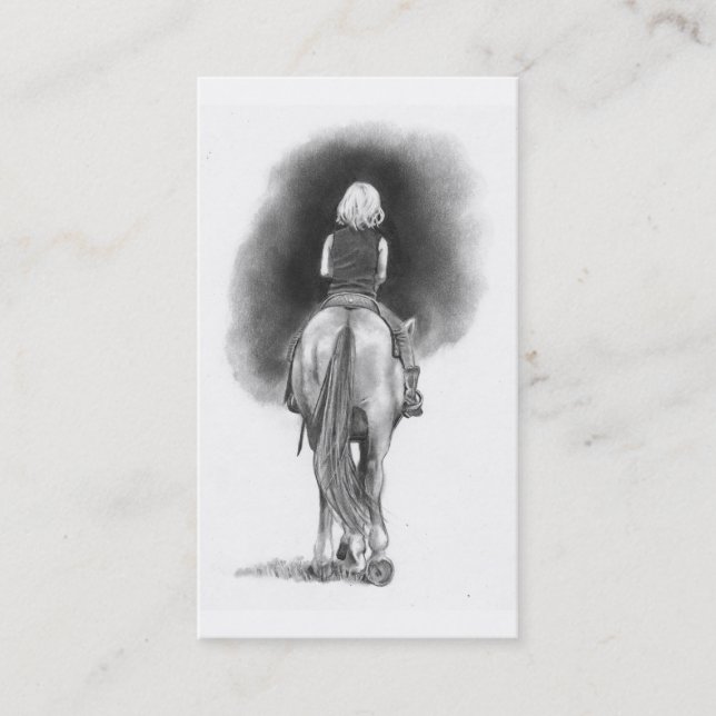De fille art de crayon de carte de visite à cheval (Devant)