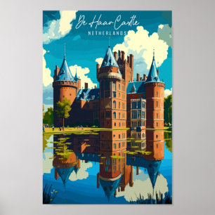 De Haar Castle vintage travel illustration Poster