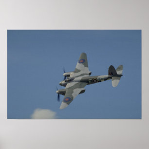 De Havilland Mosquito T3 banking, showing invasion Poster