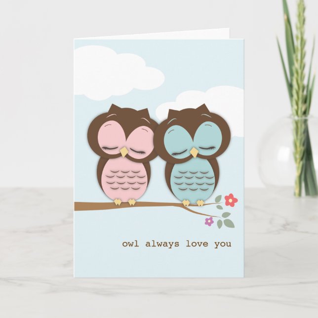 De hibou amour toujours vous carte d'inséparables (Devant)