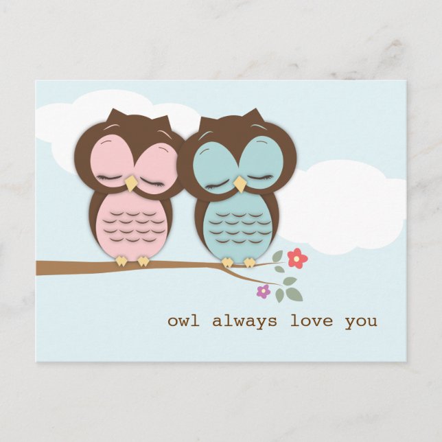 De hibou amour toujours vous carte postale douce (Devant)