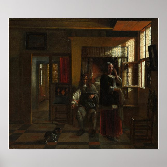 De Hooch - Interior With A Young Couple Poster (Front)