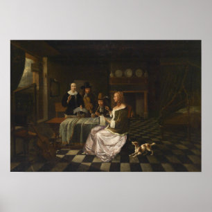 De Hooch - Interior With Four Persons Poster
