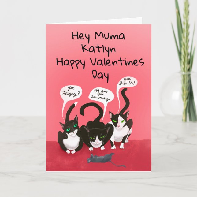De la carte de vacances Funny Valentine Cats (Devant)