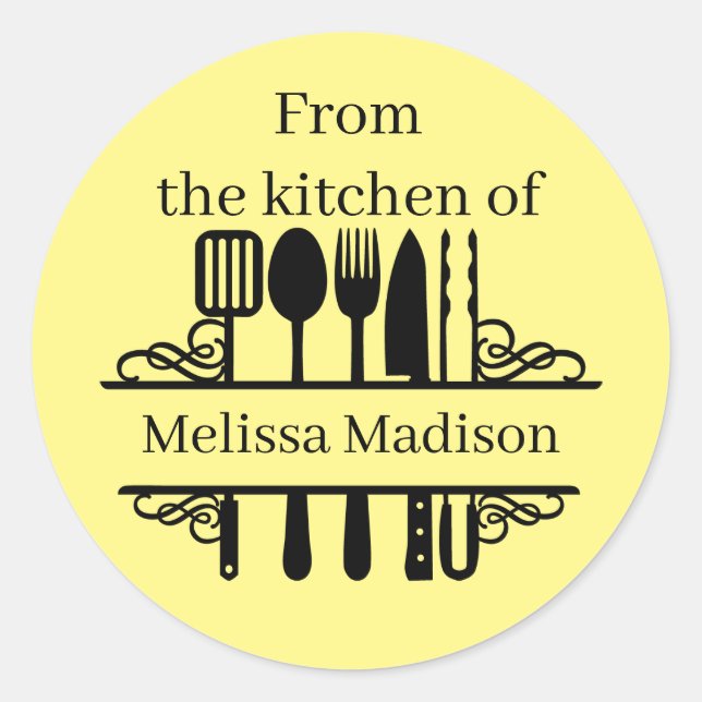 De la cuisine de ajouter nom Classic Round Sticker (Devant)