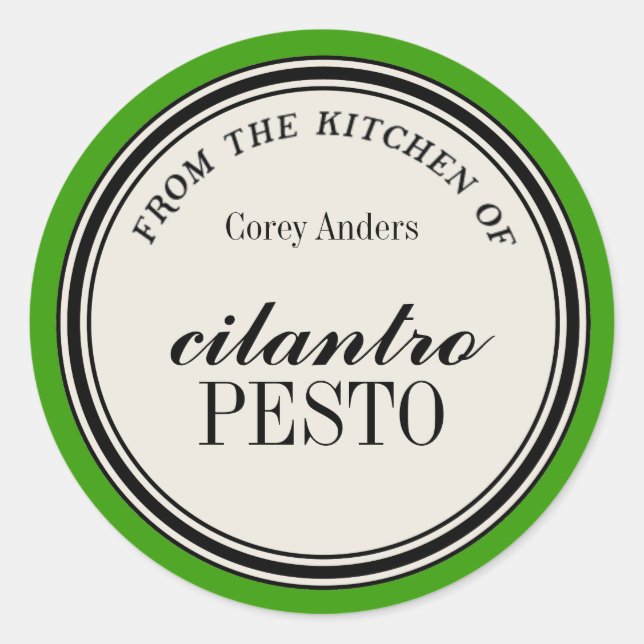 "De la cuisine de" Cercle Étiquette Modèle (Devant)