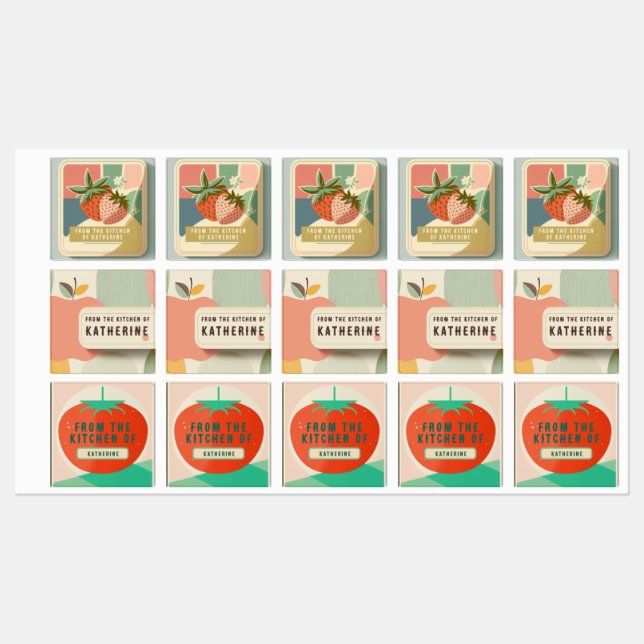 "De la cuisine de" étiquettes d'inspiration rétro  (Feuille)