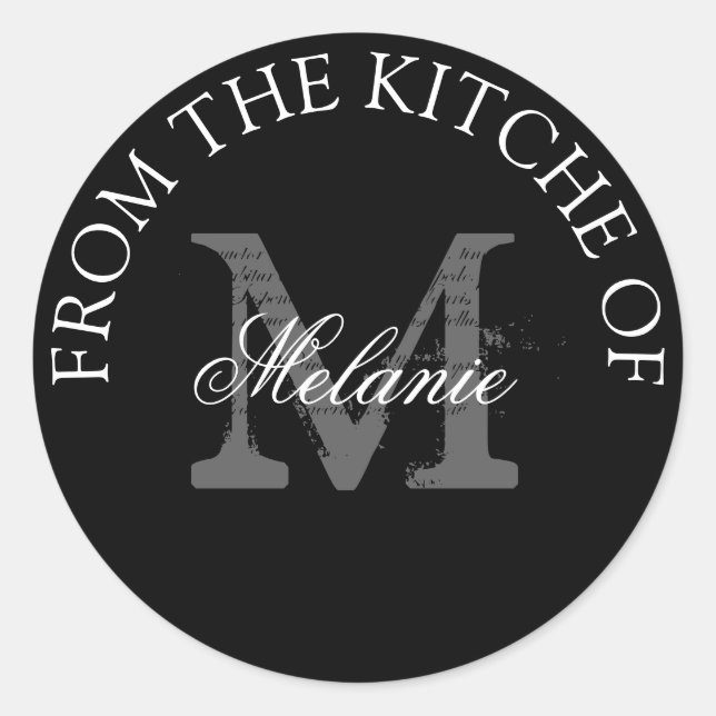 De la cuisine des autocollants ronds monogrammes (Devant)