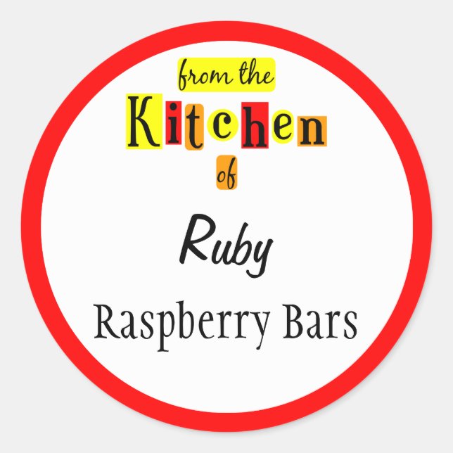 De la cuisine des stickers rouges rétro modifiable (Devant)