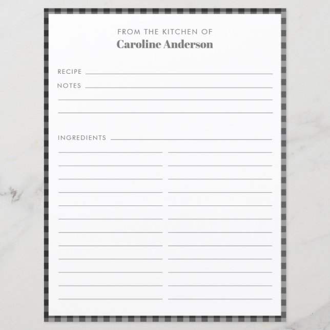 De La Cuisine | Page Recette de plaid gris noir (Devant)