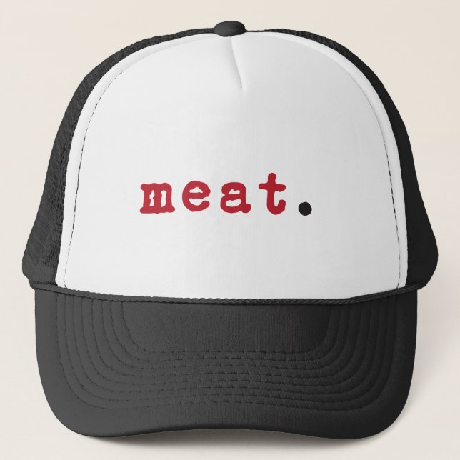 de la viande. - casquette de texte rouge (Devant)