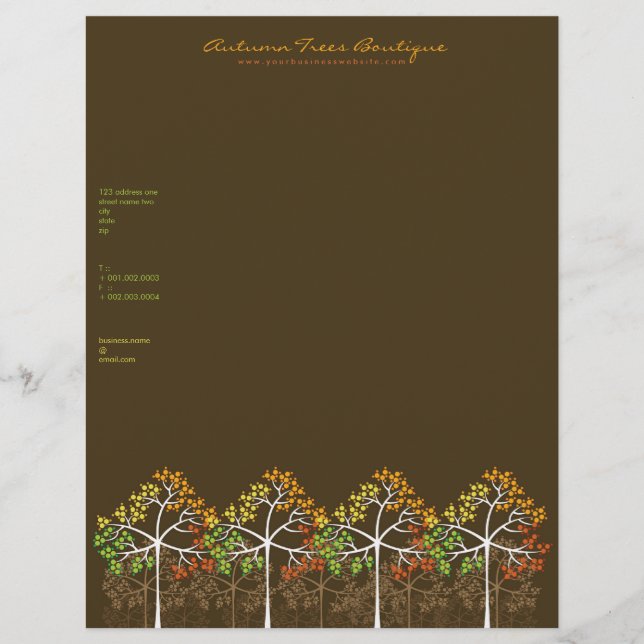 De Lettre Customisée Automne / Automne Arbres 2 Modèle en-tête commerci (Devant)