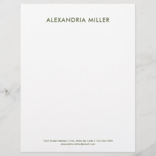 De Lettre En-tête minimaliste minimaliste Olive personnalisé