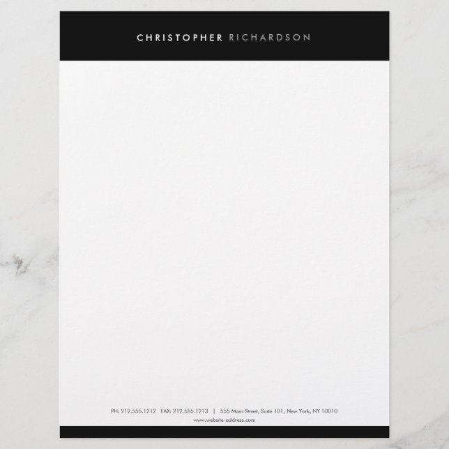 De Lettre EN-Tête MODERNE ET MINIMALE Noir/Blanc (Devant)