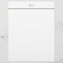 Papeterie à en-tête à monogramme barre taupe