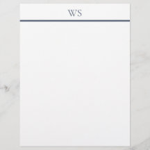 Papeterie à en-tête avec monogramme à barre bleu m