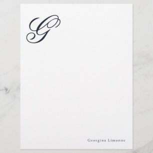 De Lettre Papeterie à en-tête élégante à monogramme bleu Scr