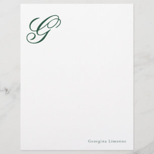 De Lettre Papier à en-tête élégant monogramme vert émeraude