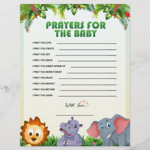 De Lettre Prières Pour Le Bébé [Thème Animal] En-Tête