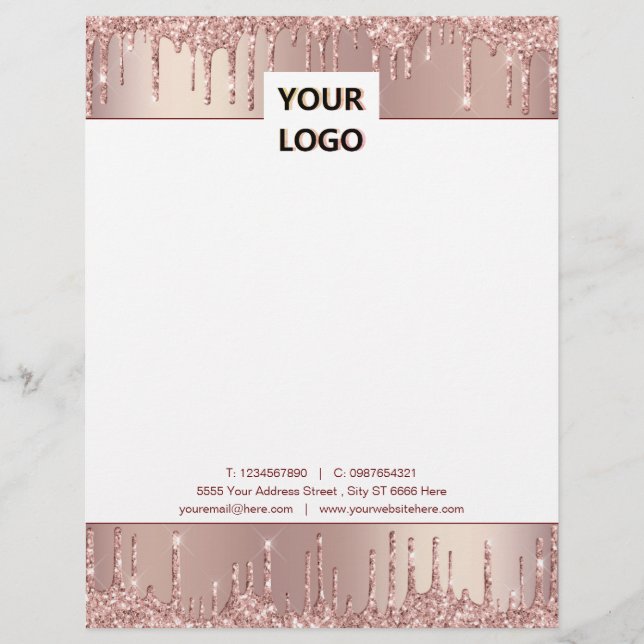 De Lettre Rose Gold Parties scintillant Business en-tête Mod (Devant)