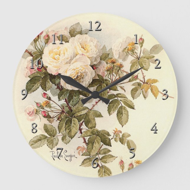 De Longpré’s Guinevere Roses Large Clock (Front)