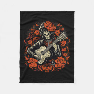 De Los Muertos Day Of The Dead Halloween Skeleton Fleece Blanket