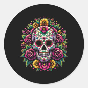 De Los Muertos Day Of The Dead Sugar Skull Hallowe Classic Round Sticker