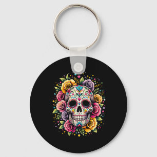 De Los Muertos Day Of The Dead Sugar Skull Hallowe Keychain