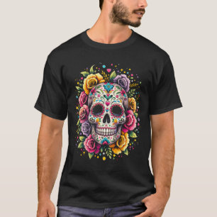 De Los Muertos Day Of The Dead Sugar Skull Hallowe T-Shirt