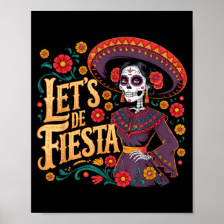 De los muertos la catrina sugar skull cinco de may poster