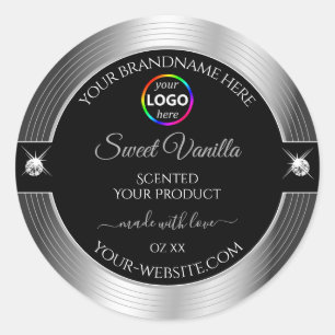 De Luxe Black Shiny Silver with Logo Product Label