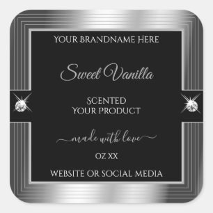 De Luxe Black Silver Shiny Brilliant Product Label