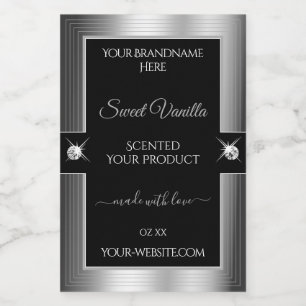 De Luxe Black Silver Shiny Brilliant Product Label