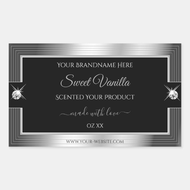 De Luxe Black Silver Shiny Brilliant Product Label (Front)