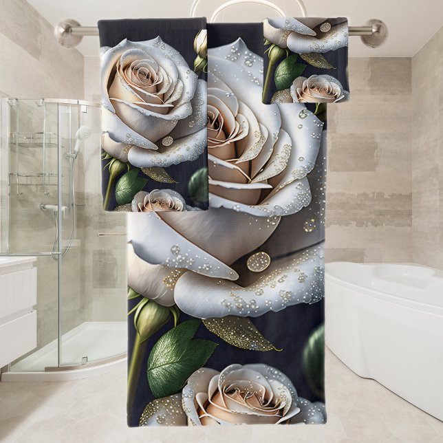 De magnifiques roses blanches aux détails dorés (Créateur téléchargé)